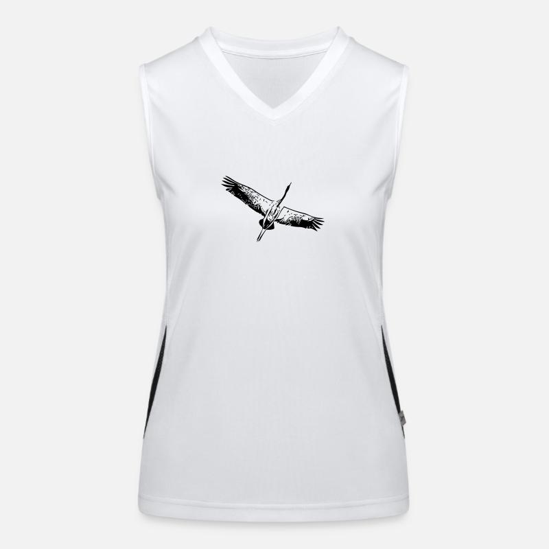 Heron bird in flight Women's Functional Contrast Tank Top