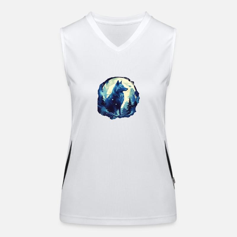 Fantasy: Wolf bei Sonnenuntergang Funktionelles Kontrast-Tank Top für Frauen