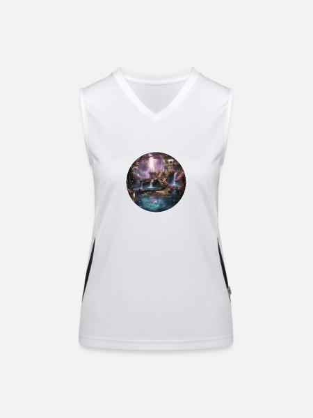 Einhüllende Sternenzauber - Funktionelles Kontrast-Tank Top für Frauen - Weiß/Schwarz - Vorne