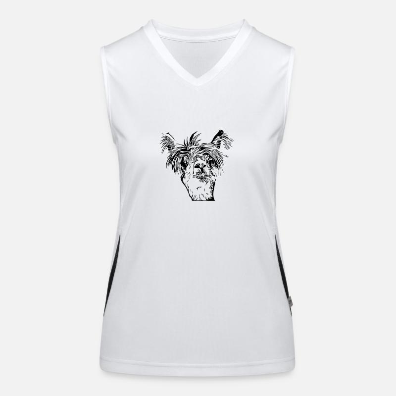 Funny llama alpaca face Women's Functional Contrast Tank Top