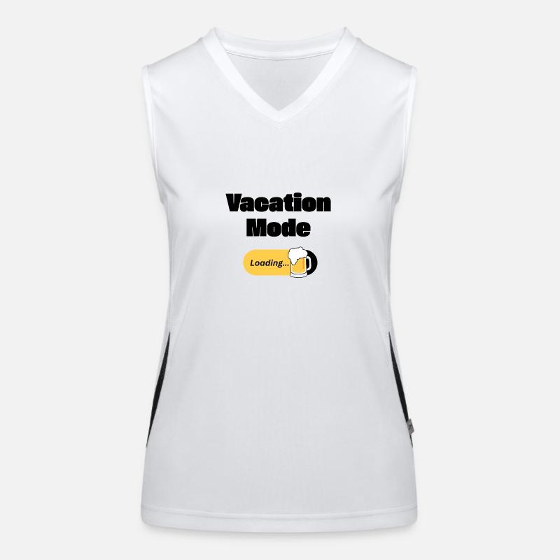 Vacation Mode On – Beer with loading bar (dark) Women's Functional Contrast Tank Top