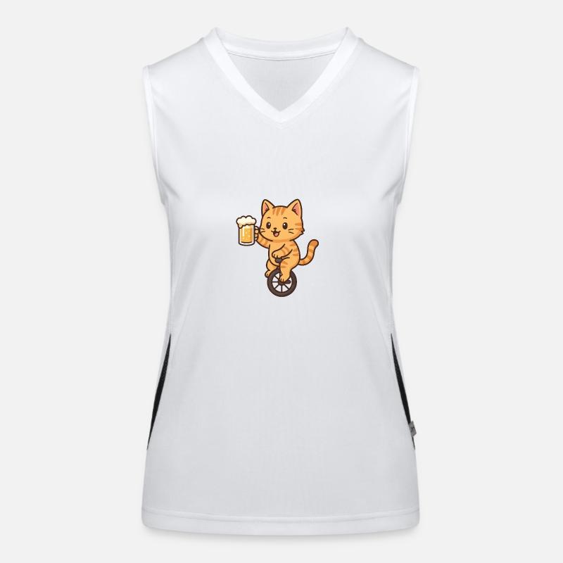 Einrad Bier Kätzchen Funktionelles Kontrast-Tank Top für Frauen