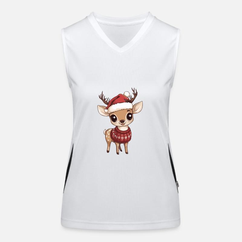 Deer Christmas Comic Women's Functional Contrast Tank Top