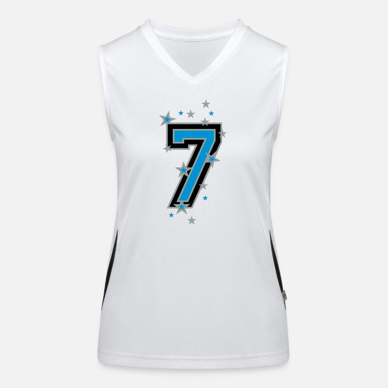 The number seven 7 with stars Women's Functional Contrast Tank Top