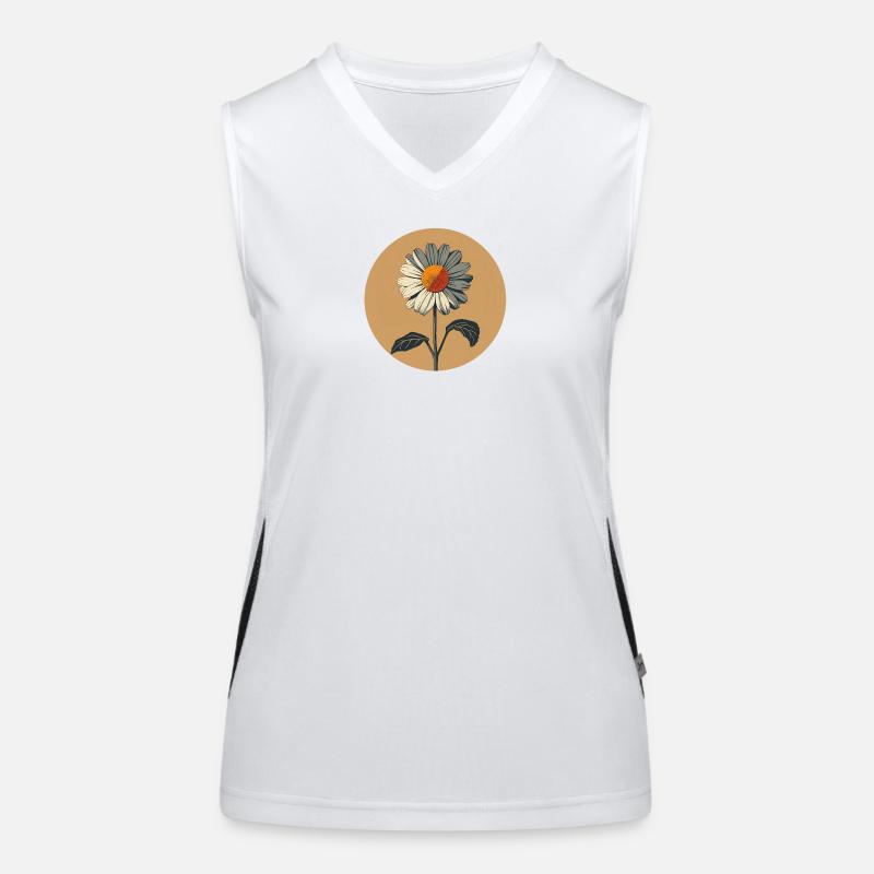 Minimalistische Gänseblümchen Illustration Funktionelles Kontrast-Tank Top für Frauen