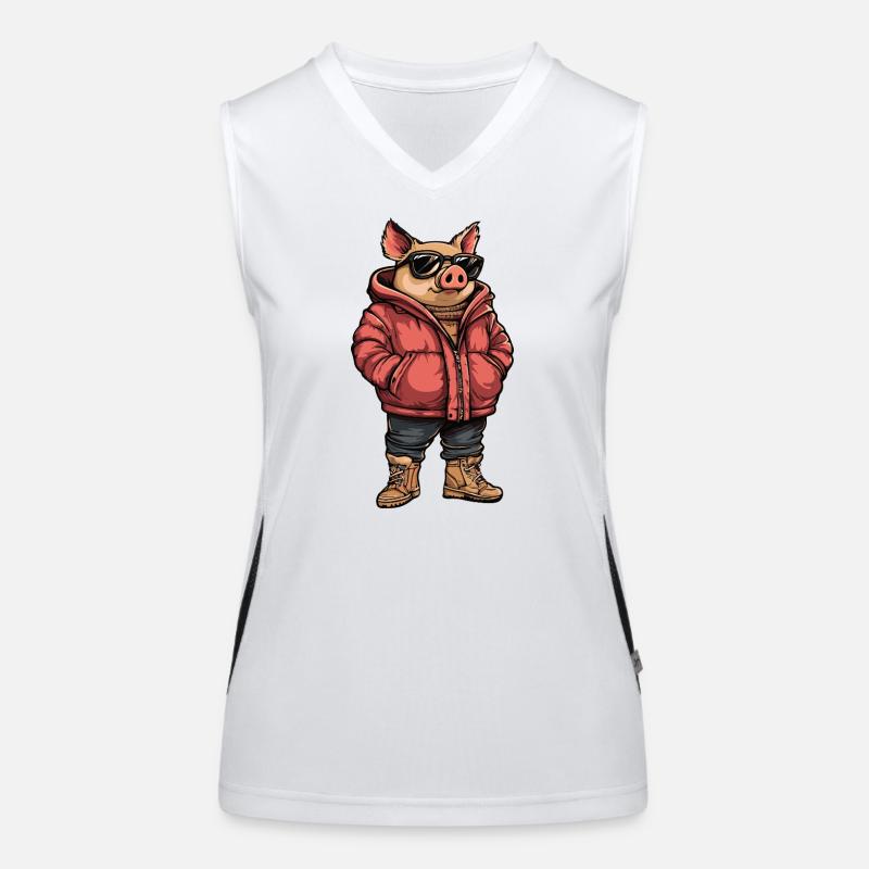 Schwein Cool Winter Funktionelles Kontrast-Tank Top für Frauen