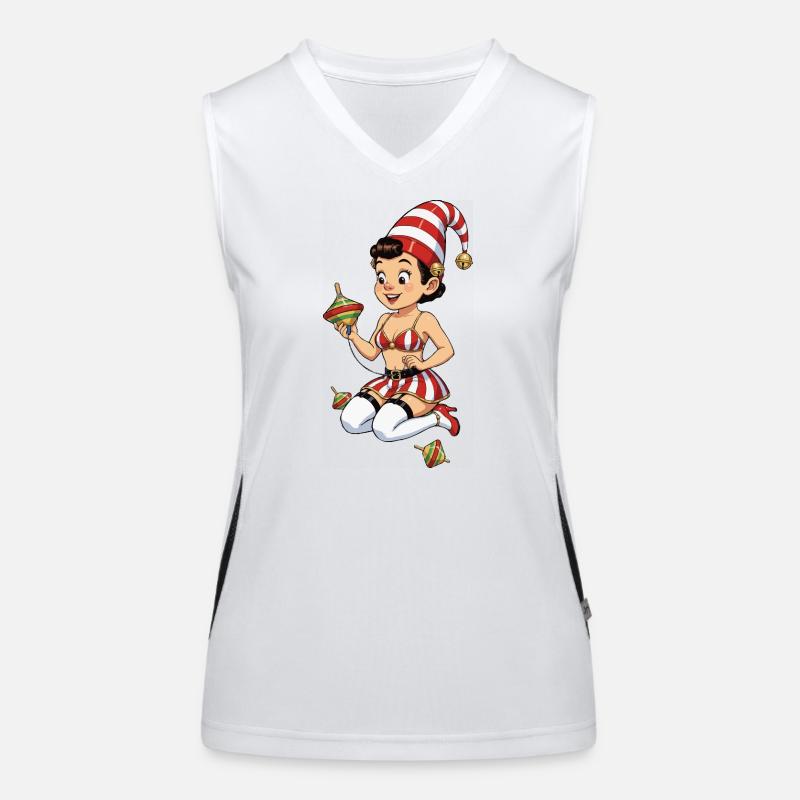 Leprechaun-Mädchen mit Kreisel Funktionelles Kontrast-Tank Top für Frauen
