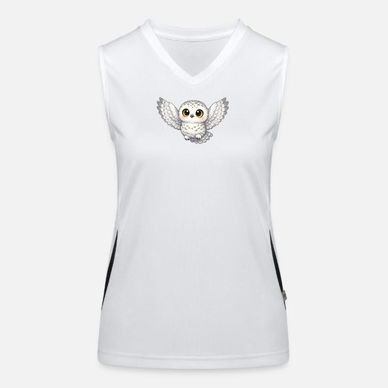 Super Niedliche Schnee-Eule mit Flügeln Funktionelles Kontrast-Tank Top für Frauen