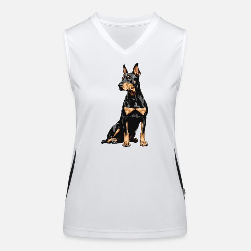 Doberman Portrait Débardeur respirant contrasté Femme