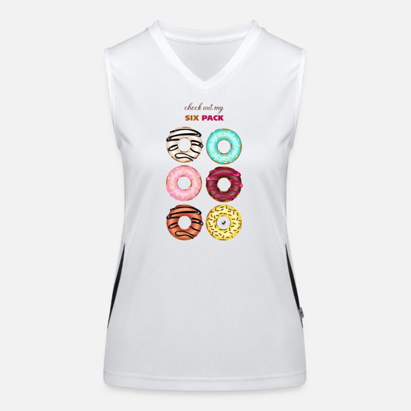 Sechs glasierte Donuts Abbildung mit Inschrift Funktionelles Kontrast-Tank Top für Frauen