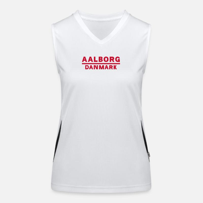 Aalborg Dänemark Rotes Textdesign Funktionelles Kontrast-Tank Top für Frauen