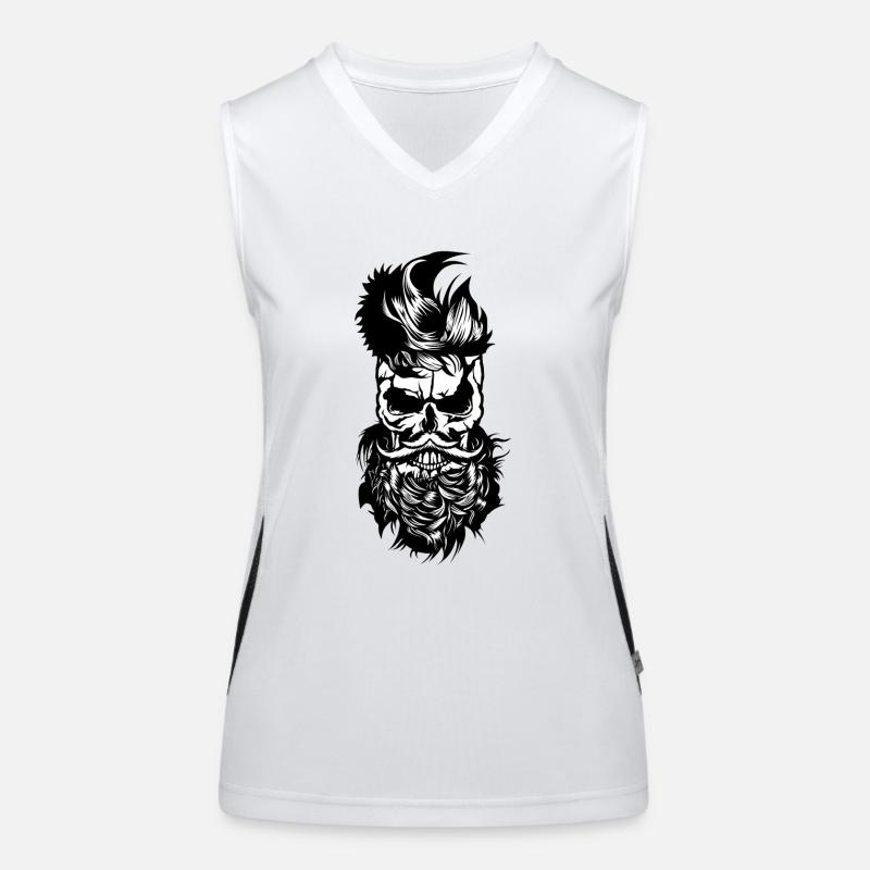 Kopf des Todes Hipster Schädel bärtiger Bart Schnurrbart m Funktionelles Kontrast-Tank Top für Frauen