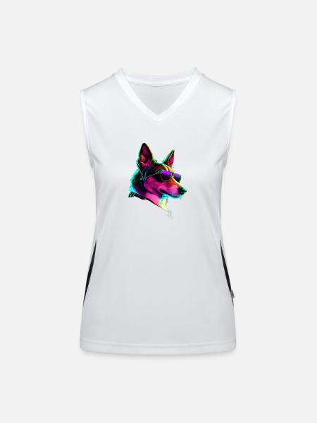 Basenji Dogs Basenjis - Funktionelles Kontrast-Tank Top für Frauen - Weiß/Schwarz - Vorne