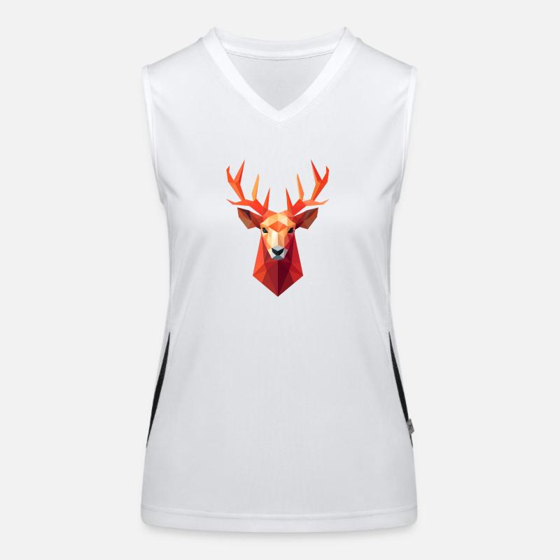 Reh Hirsch Kopf Low Poly Logo Design Funktionelles Kontrast-Tank Top für Frauen