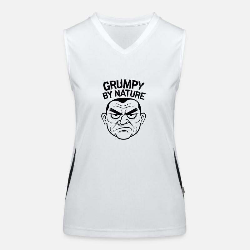 Grumpy and bad-tempered, angry face Women's Functional Contrast Tank Top