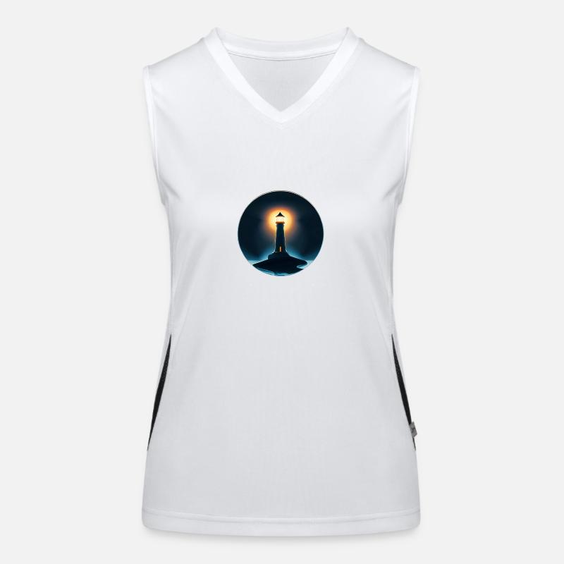Lighthouse shining at night Women's Functional Contrast Tank Top