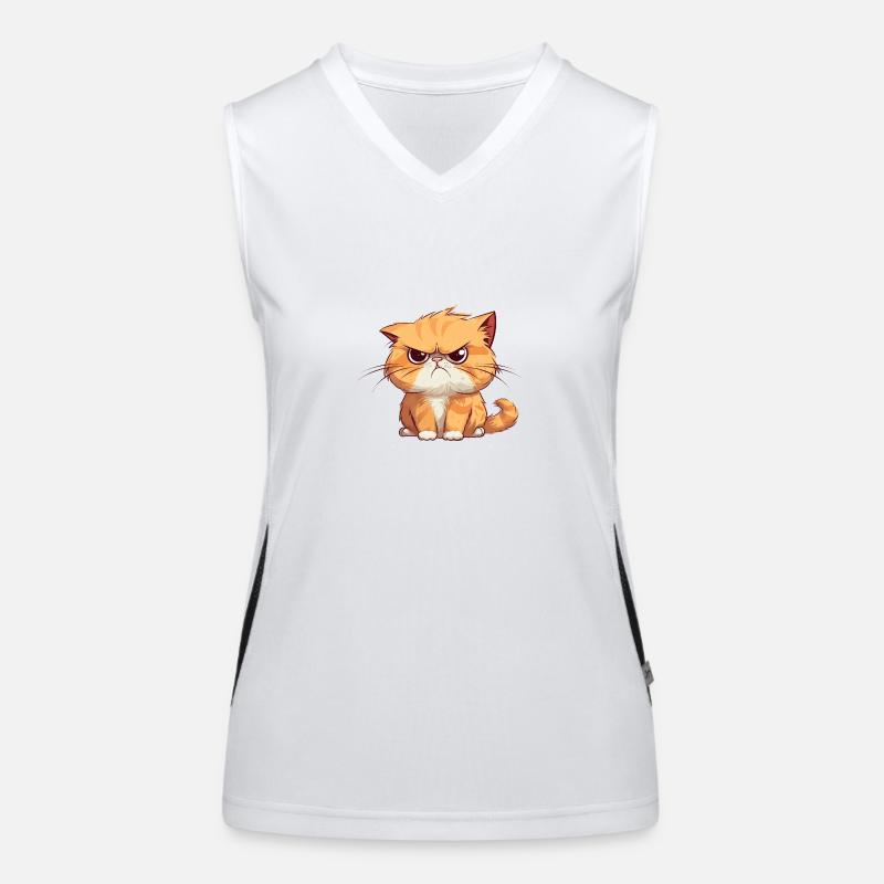 Grumpy but cute orange cat Women's Functional Contrast Tank Top