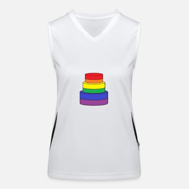 schwuler LGBT-Kuchen, Regenbogen, Regenbogen Funktionelles Kontrast-Tank Top für Frauen