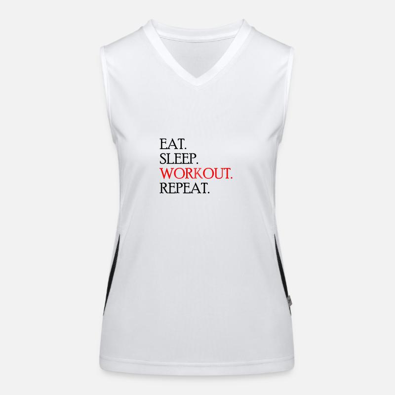Eat. Sleep. Work out. Repeat. Women's Functional Contrast Tank Top