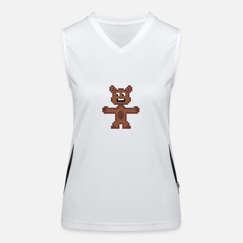 Bear (Pixelart) - Women's Functional Contrast Tank Top - white/black