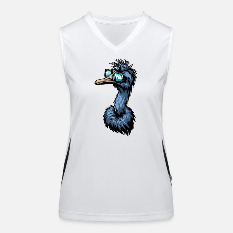 Emu et autruche avec des lunettes de soleil cool Débardeur respirant contrasté Femme