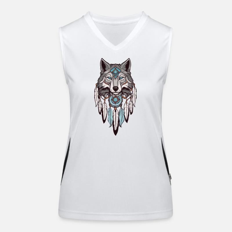 Wolf Traumfänger Funktionelles Kontrast-Tank Top für Frauen