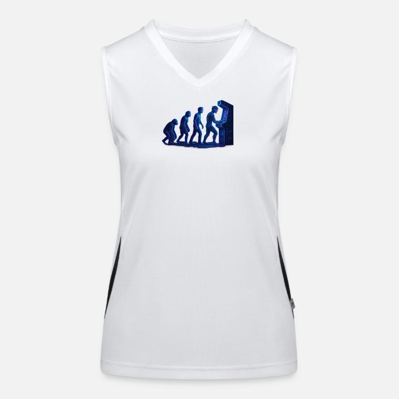 Arcade Menschliche Evolution Funktionelles Kontrast-Tank Top für Frauen