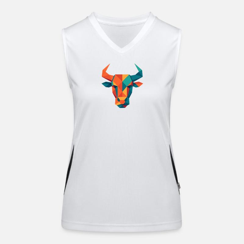 Taureau | Tête de taureau Impression / Impression / Design Débardeur respirant contrasté Femme