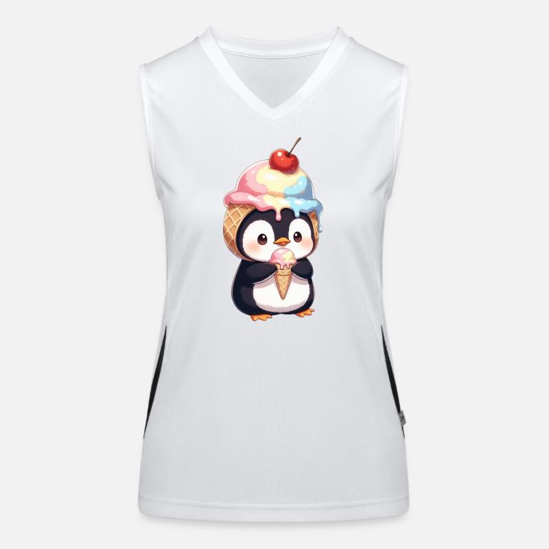 Pingouin mignon avec une glace Cartoon Fun d’été Débardeur respirant contrasté Femme