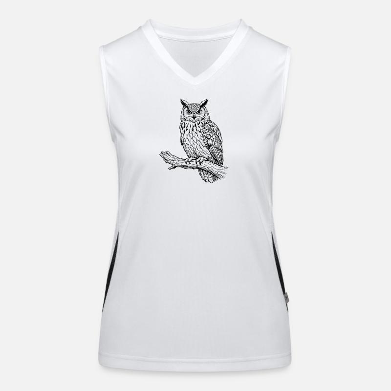 owl on Branch Women's Functional Contrast Tank Top