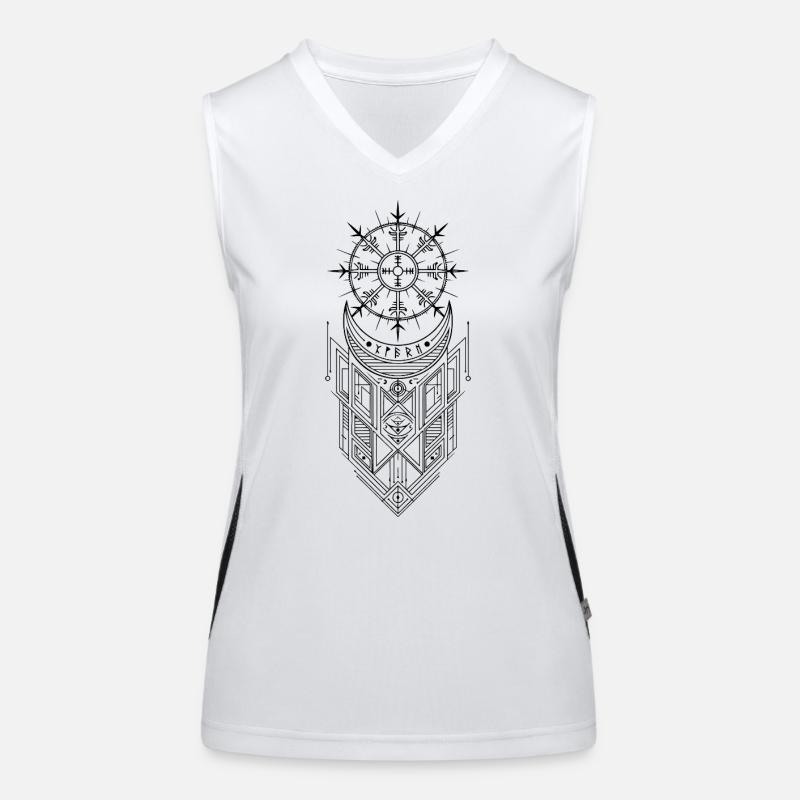 Vegvisir Runes Compass - Germanic Celtic Vikings Women's Functional Contrast Tank Top