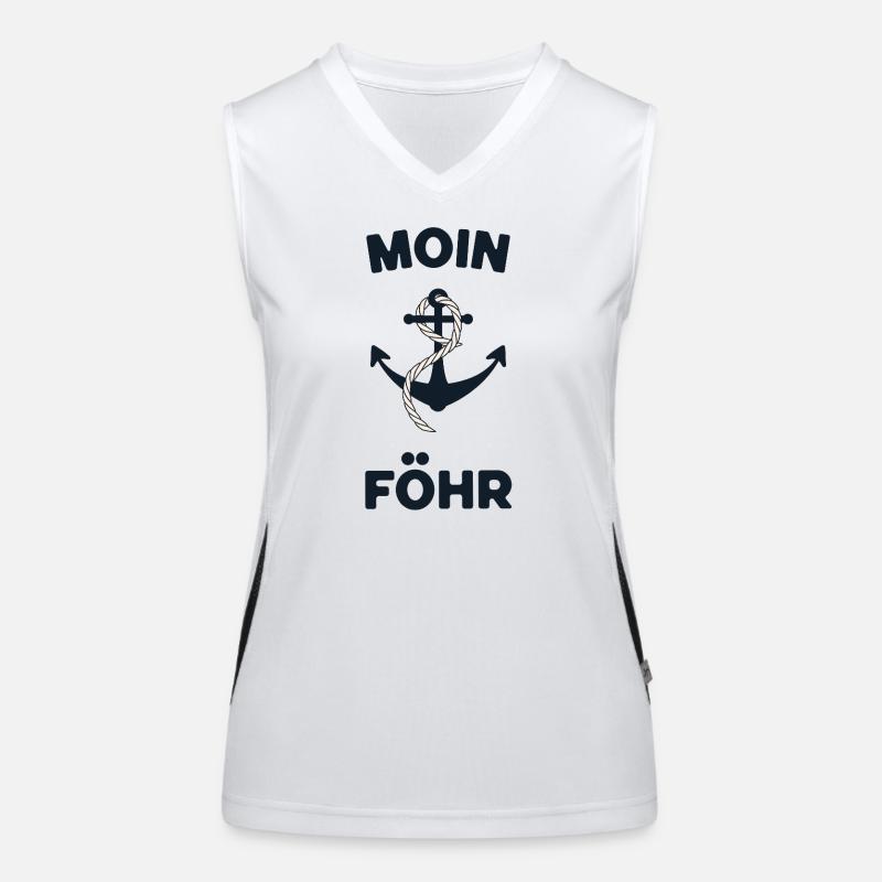 Moin Föhr – Maritimes Anker-Design Funktionelles Kontrast-Tank Top für Frauen