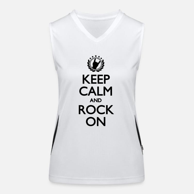 Keep Calm And Rock ON Funktionelles Kontrast-Tank Top für Frauen