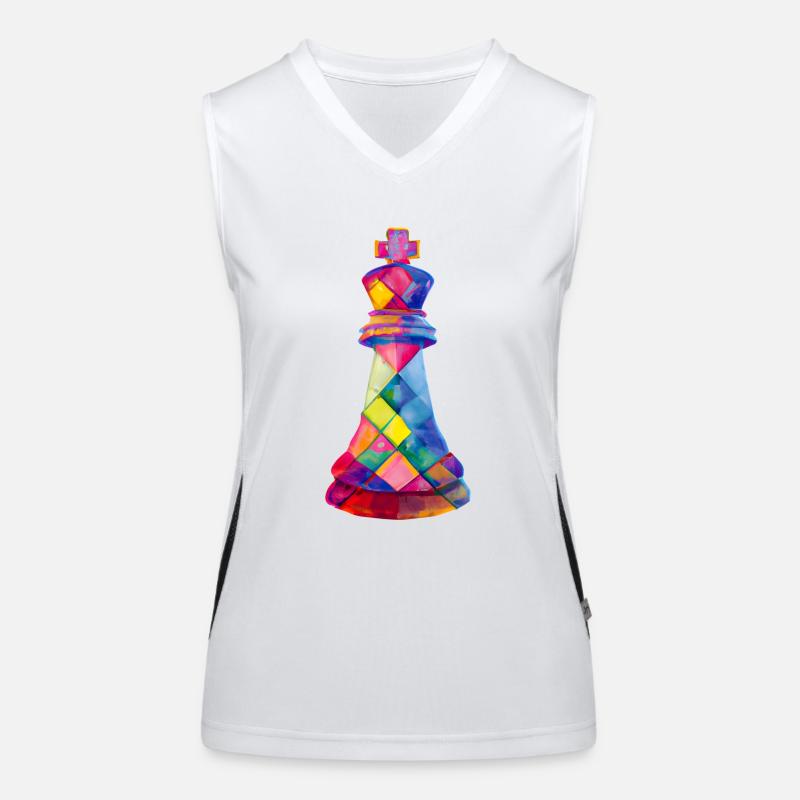 Kunst Schachfigur König Funktionelles Kontrast-Tank Top für Frauen