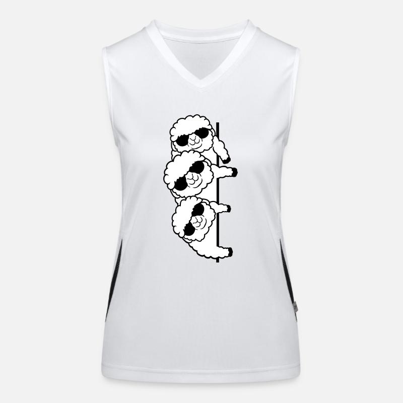 3 DJ Schafe Hinter Mauer Gucken Seitlich Freunde Funktionelles Kontrast-Tank Top für Frauen