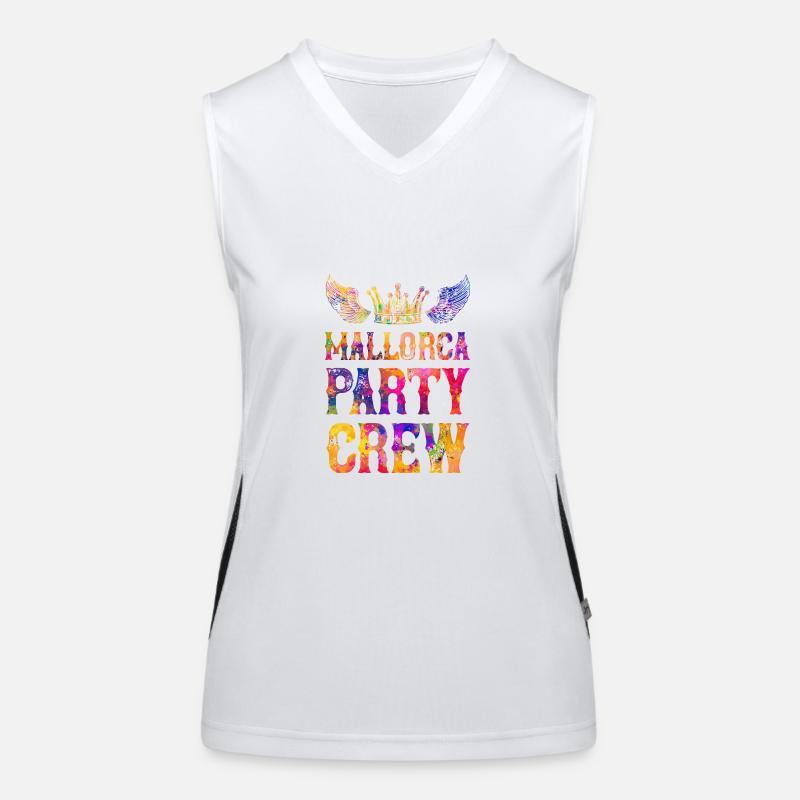 Mallorca Party Crew Spruch Funktionelles Kontrast-Tank Top für Frauen