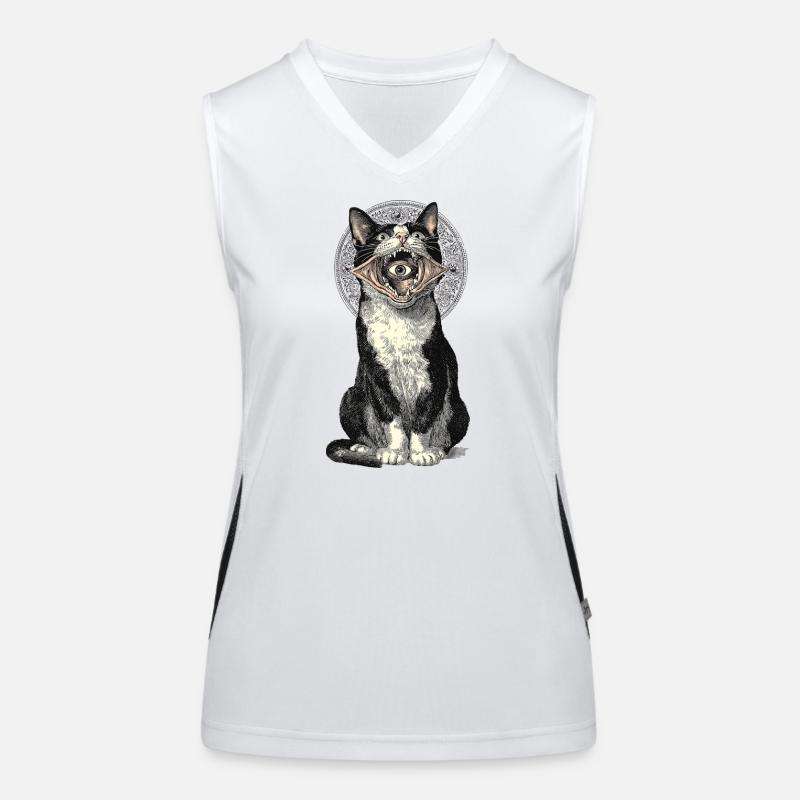 Mystical cat nightmare with an eye Women's Functional Contrast Tank Top