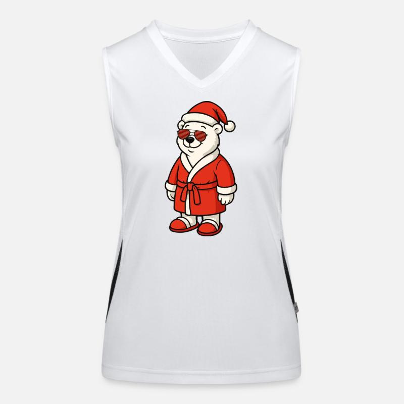 Winter Bear in Santa Outfit Women's Functional Contrast Tank Top