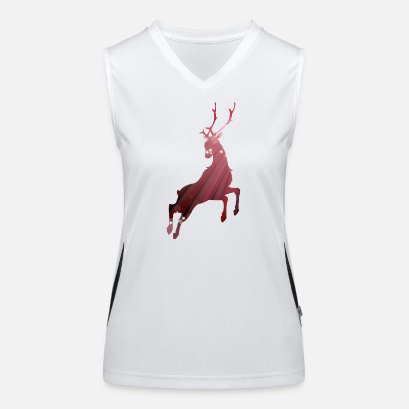 Umriss eines springenden Hirsches Funktionelles Kontrast-Tank Top für Frauen