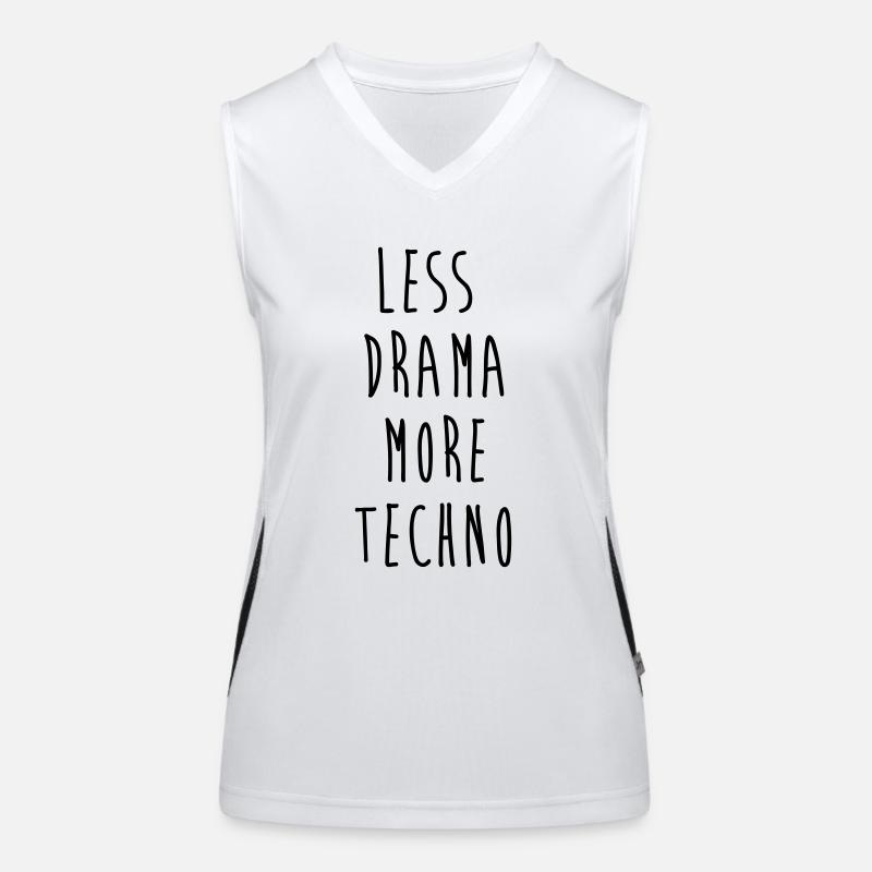 less drama more techno Funktionelles Kontrast-Tank Top für Frauen