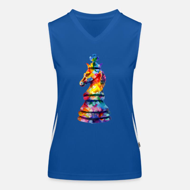 Kunst Schachfigur Pferd als König Funktionelles Kontrast-Tank Top für Frauen