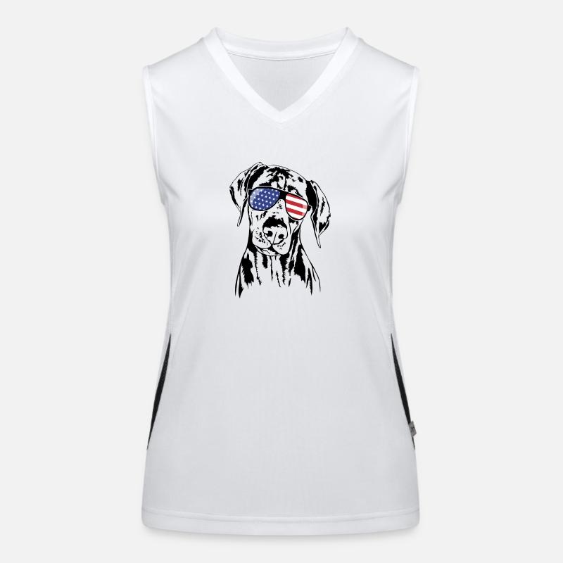 DOBERMANN Amerika Fahne Hunde Wilsigns Funktionelles Kontrast-Tank Top für Frauen