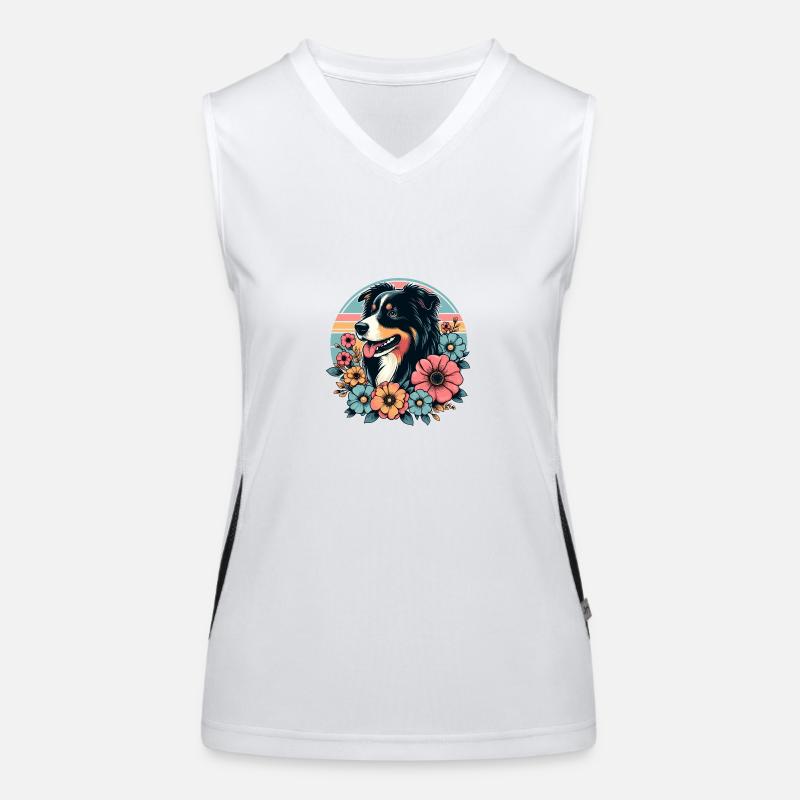 Berger australien noir tri pastel rétro fleurs Débardeur respirant contrasté Femme