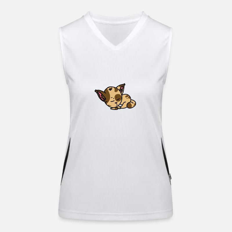 Sleeping cat cartoon character - gift idea Women's Functional Contrast Tank Top