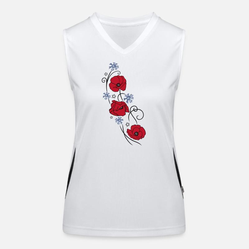 Coquelicots. Design d'été. Débardeur respirant contrasté Femme