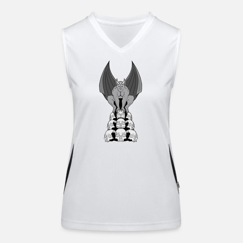 Gargoyle Dämon über Schädeln Funktionelles Kontrast-Tank Top für Frauen
