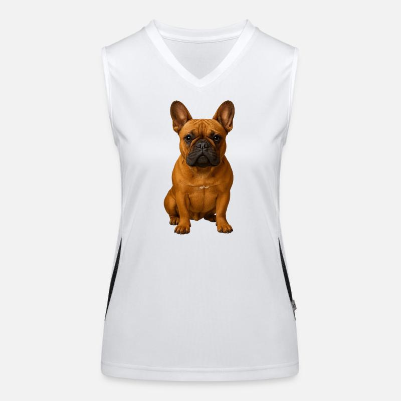 Frenchie Portrait Kraftvolle Pose Funktionelles Kontrast-Tank Top für Frauen