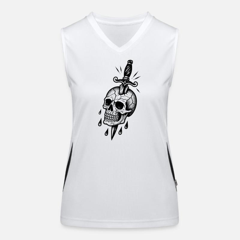 Zerbrochener Schädel mit einem Dolch Funktionelles Kontrast-Tank Top für Frauen