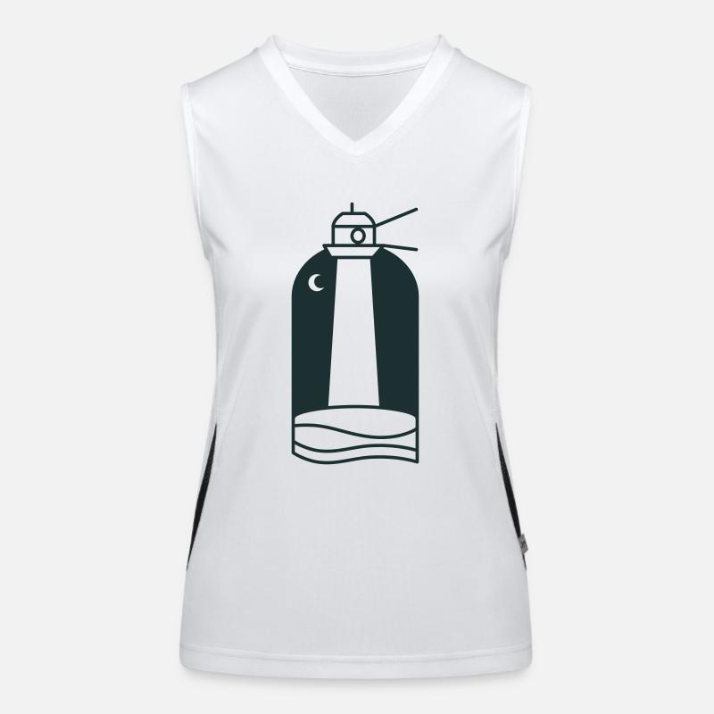 Nachtleuchtturm mit Mondsichel Funktionelles Kontrast-Tank Top für Frauen