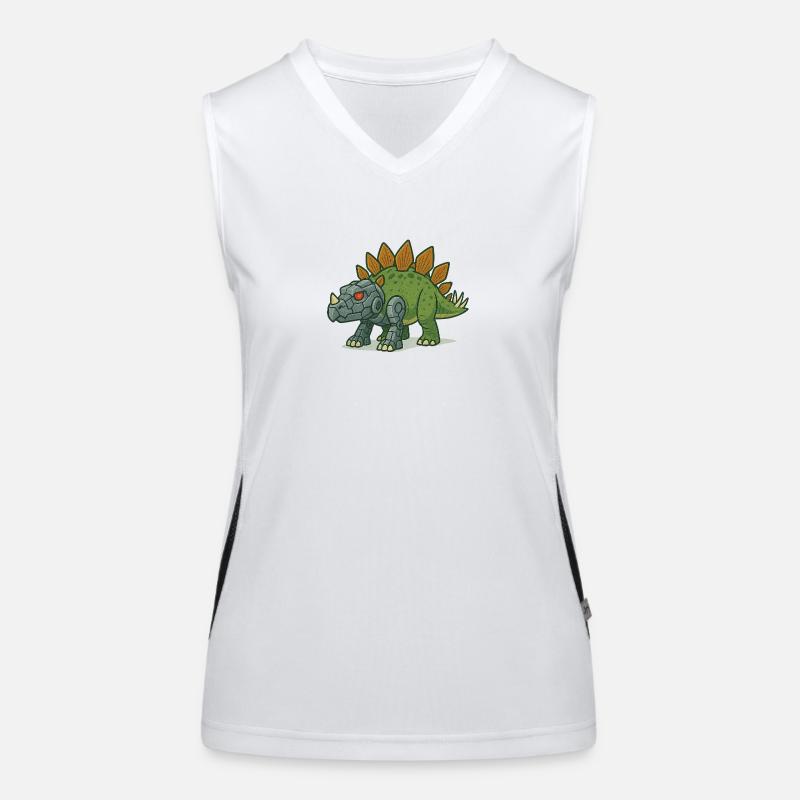 Stegosaurus Robot Transformation Women's Functional Contrast Tank Top